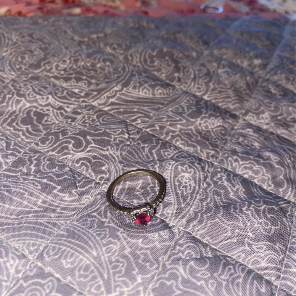 Pandora Elevated Heart Ring Red - image 1